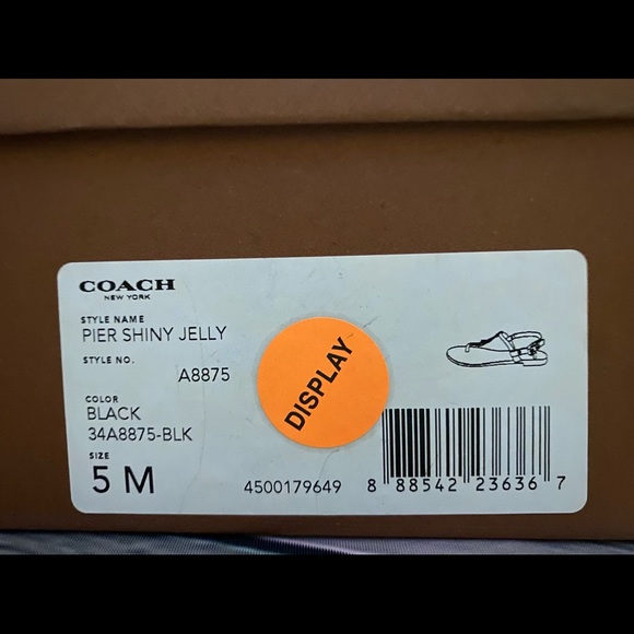 Coach Pier Shiny Black Jelly Sandals Size 5 - Picture 6 of 13